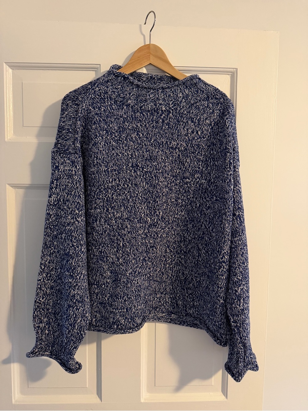 J. Crew Navy and White Marled Rollneck Sweater